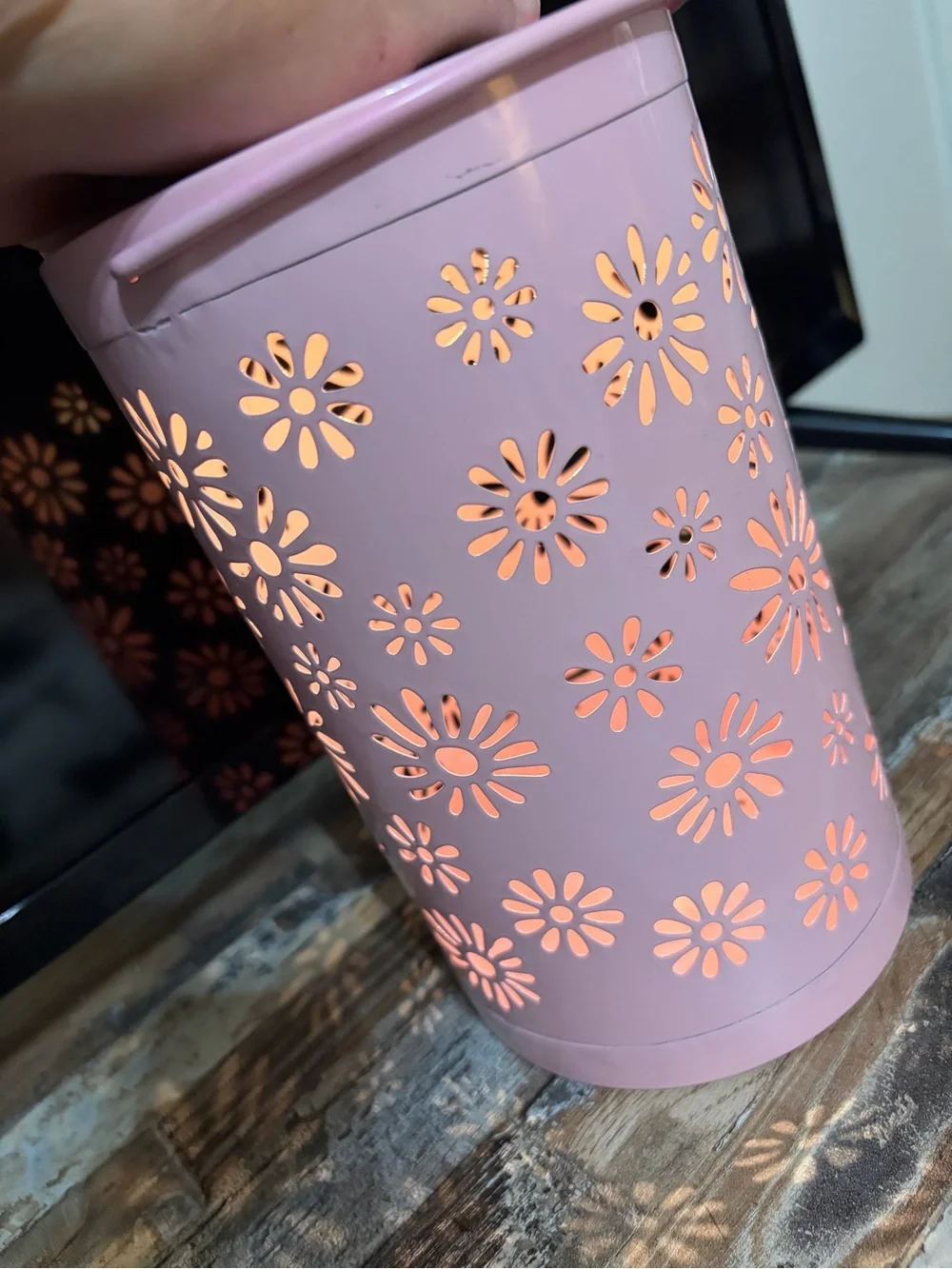 Casalux Pink Floral Solar Metal Lantern with Handle